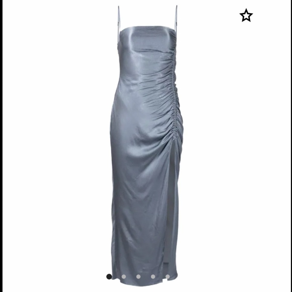 REVOLVE SHONA JOY LILY BIAS RUCHED MIDI DRESS - BLUE SMOKE